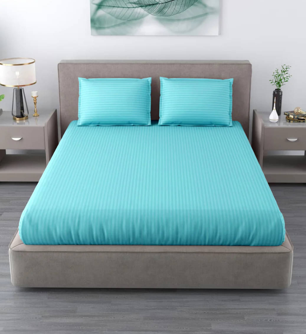 Finesse Decor Poly Cotton 1 Double Bedsheet with 2 Pillow Covers ( Light Blue ) Finesse Decor Poly Cotton 1 Double Bedsheet with 2 Pillow Covers ( Light Blue )