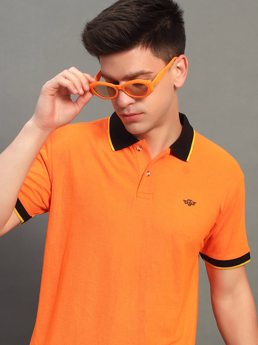     			GET GOLF Pack of 1 Cotton Blend Regular Fit Solid Half Sleeves Men's Polo T Shirt ( Orange )