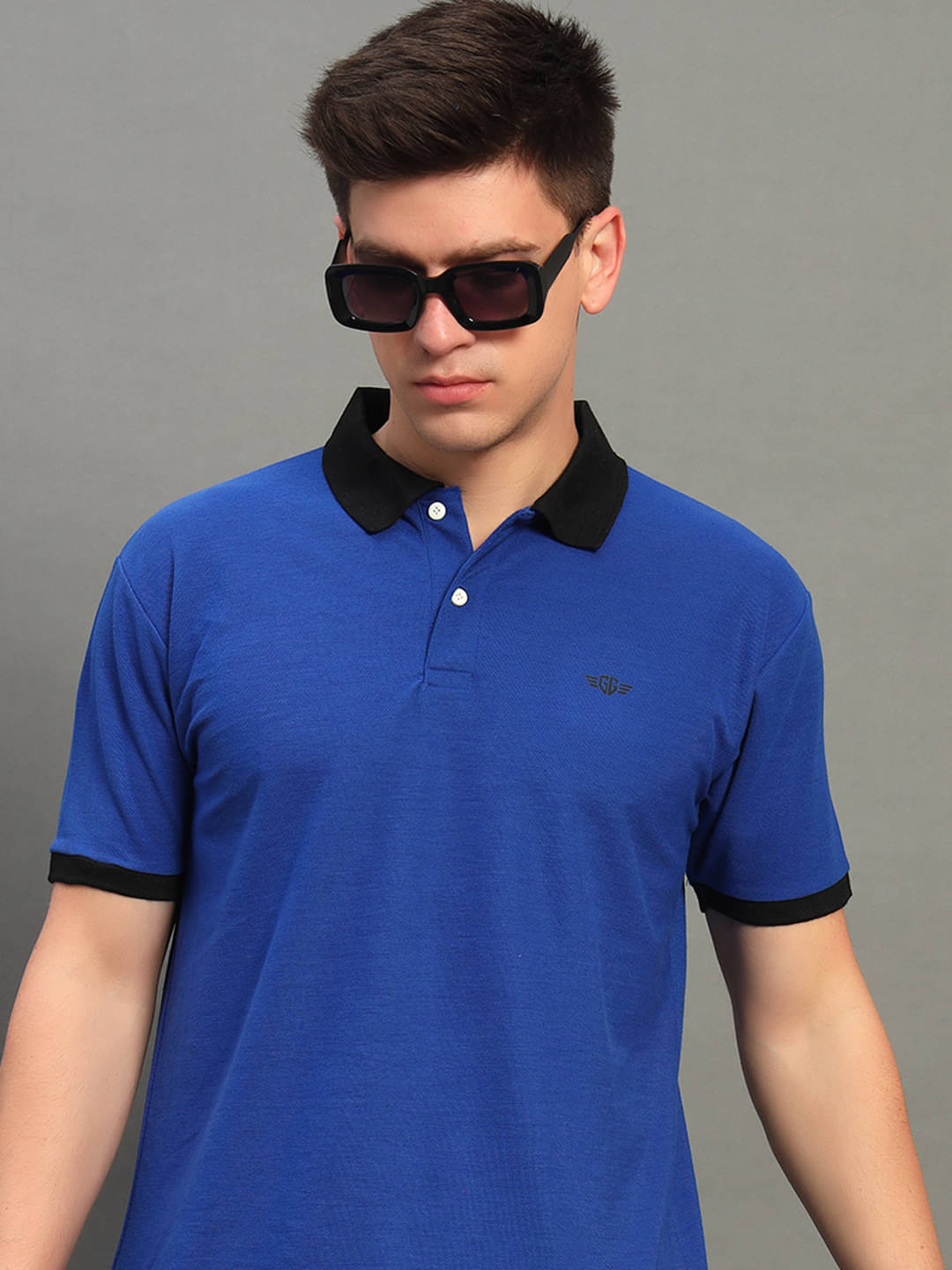     			GET GOLF Pack of 1 Cotton Blend Regular Fit Solid Half Sleeves Men's Polo T Shirt ( Blue )