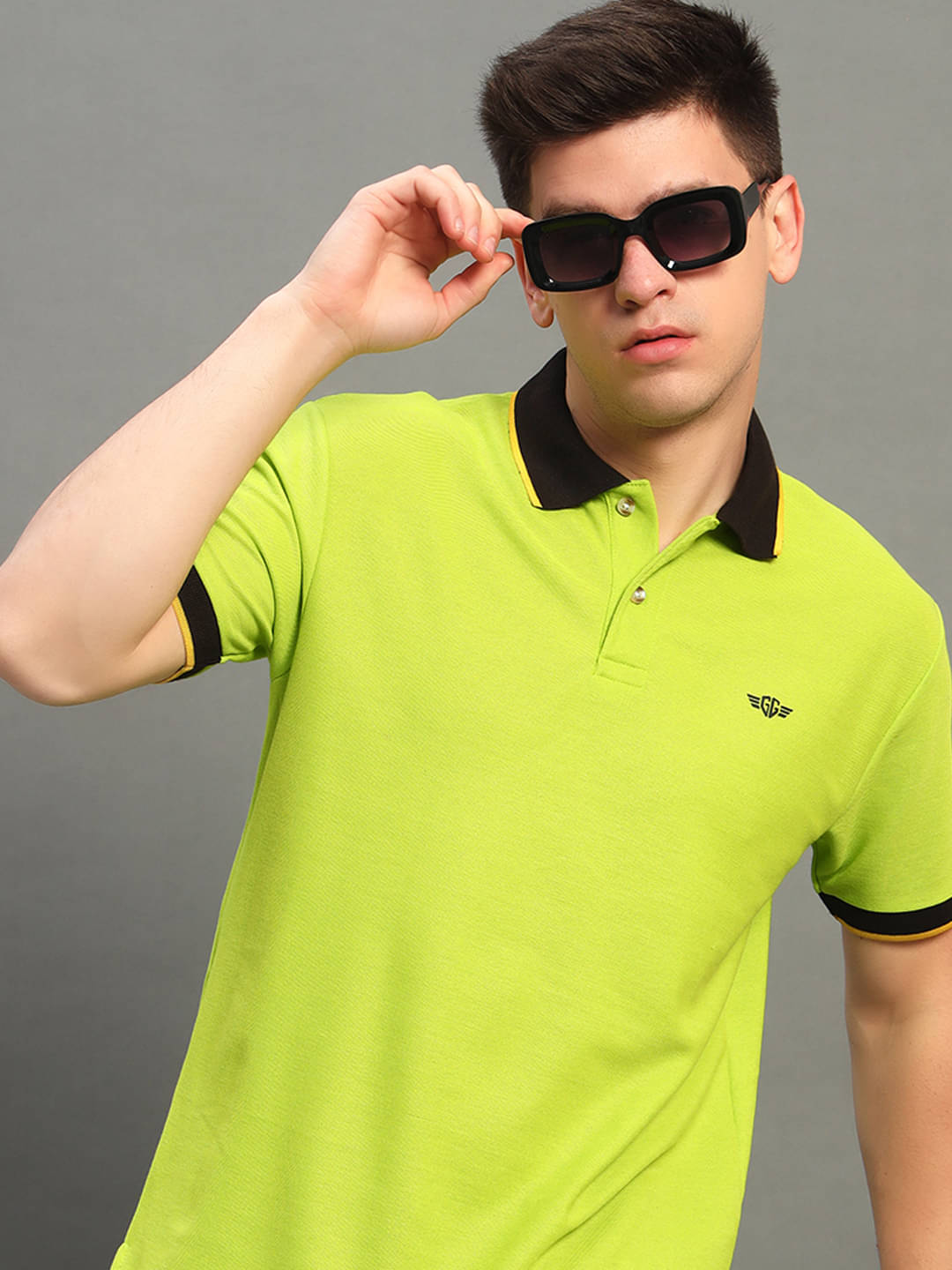     			GET GOLF Pack of 1 Cotton Blend Regular Fit Solid Half Sleeves Men's Polo T Shirt ( Green )
