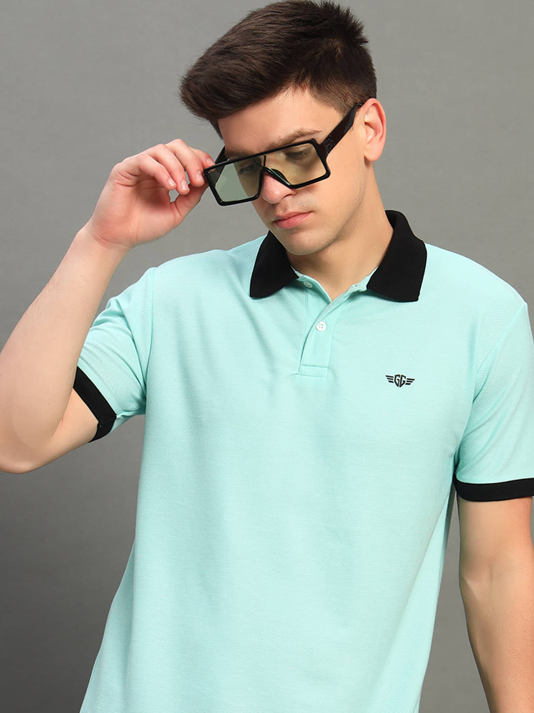 GET GOLF Pack of 1 Cotton Blend Regular Fit Solid Half Sleeves Men's Polo T Shirt ( Sky Blue ) GET GOLF Pack of 1 Cotton Blend Regular Fit Solid Half Sleeves Men's Polo T Shirt ( Sky Blue )