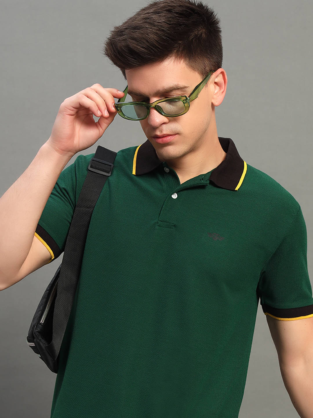     			GET GOLF Pack of 1 Cotton Blend Regular Fit Solid Half Sleeves Men's Polo T Shirt ( Dark Green )