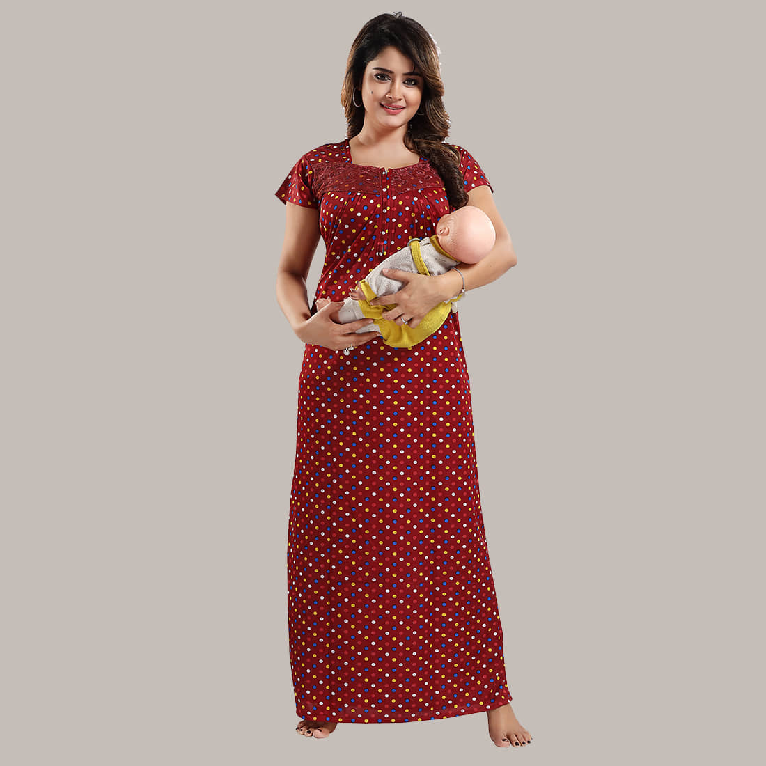 Gutthi Blue Satin Nursing Nighty