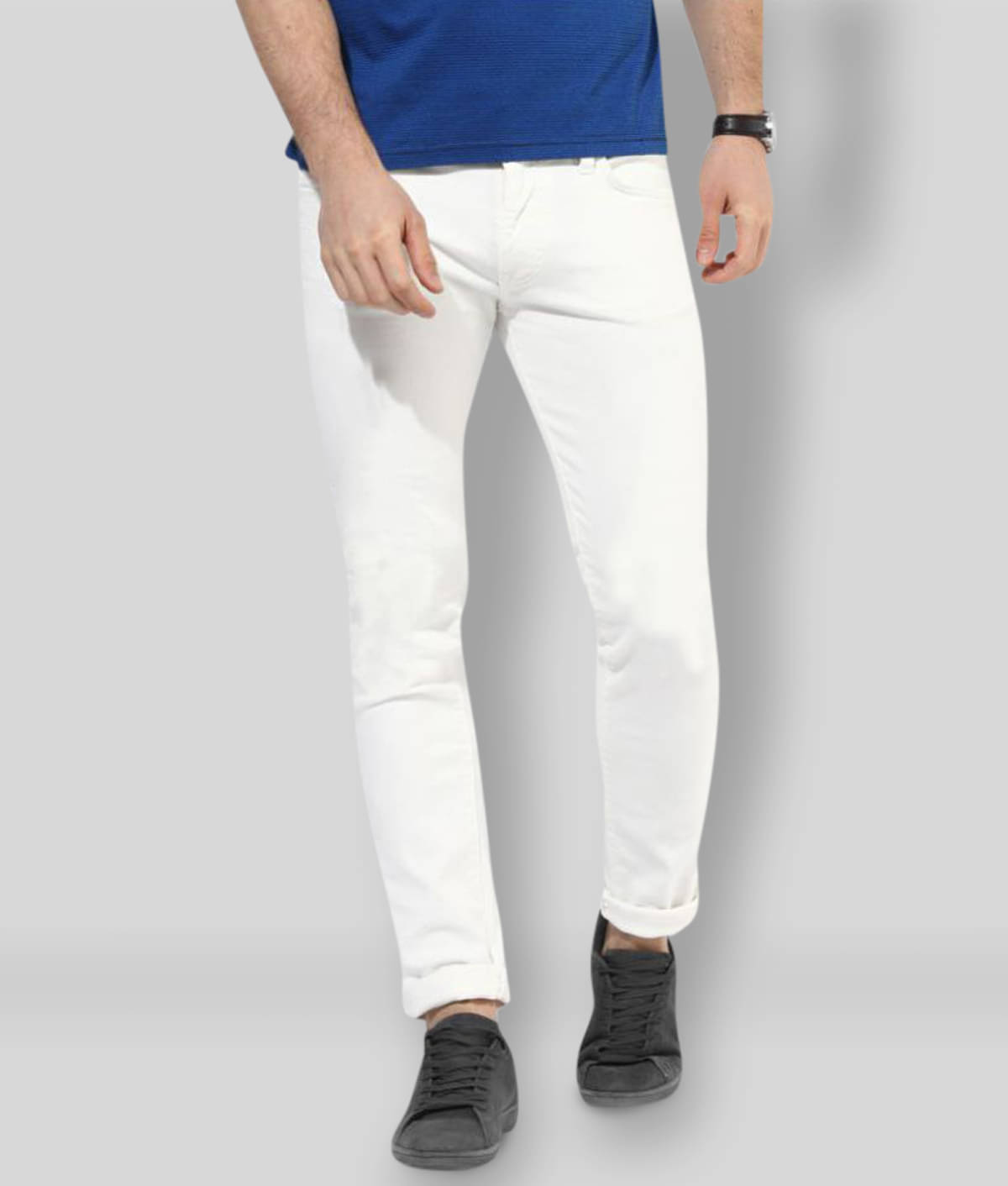 HALOGEN - White Cotton Blend Skinny Fit Men's Jeans ( Pack of 1 ) HALOGEN - White Cotton Blend Skinny Fit Men's Jeans ( Pack of 1 )