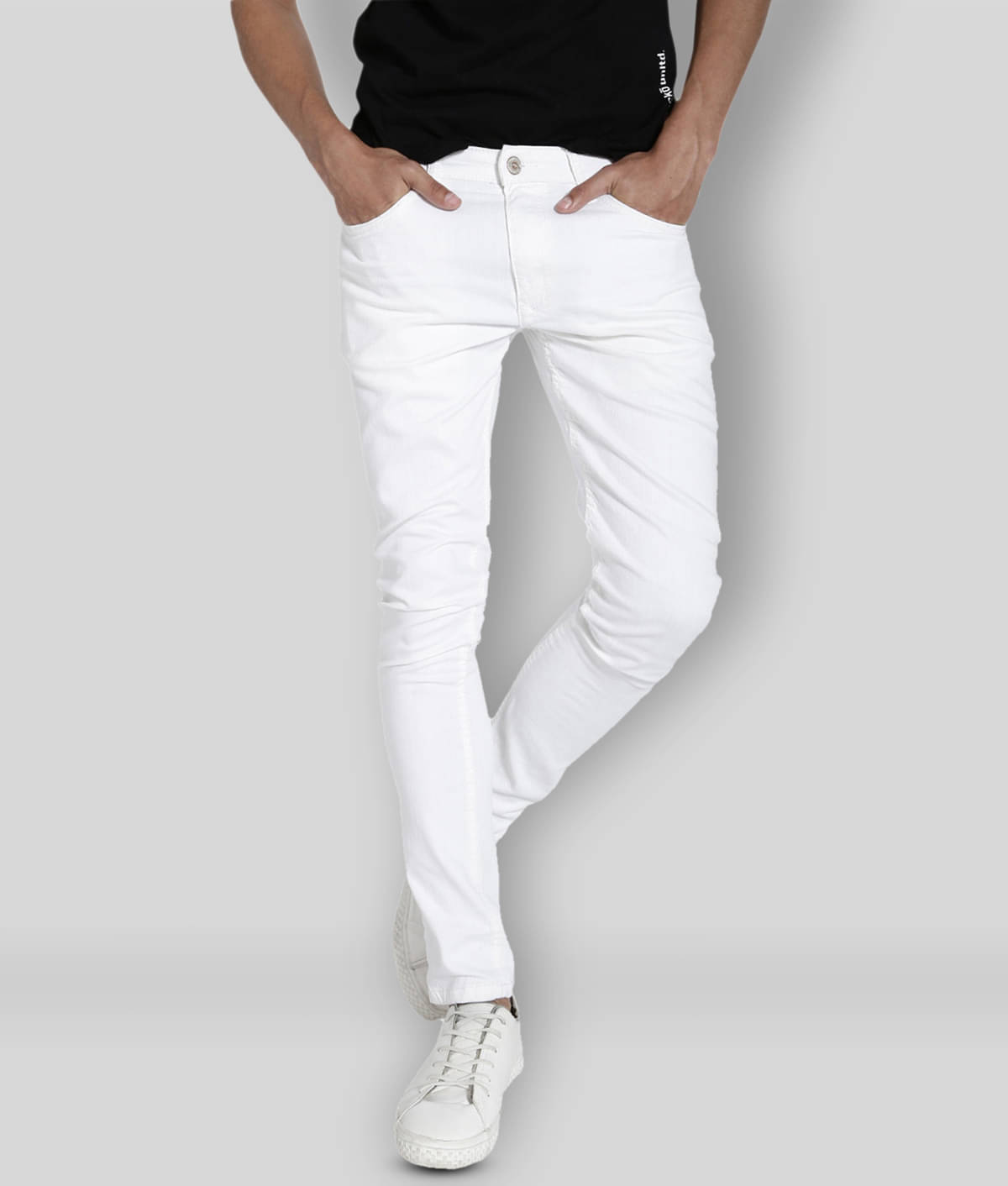 HALOGEN - White Cotton Blend Slim Fit Men's Jeans ( Pack of 1 )     			HALOGEN - White Cotton Blend Slim Fit Men's Jeans ( Pack of 1 )
