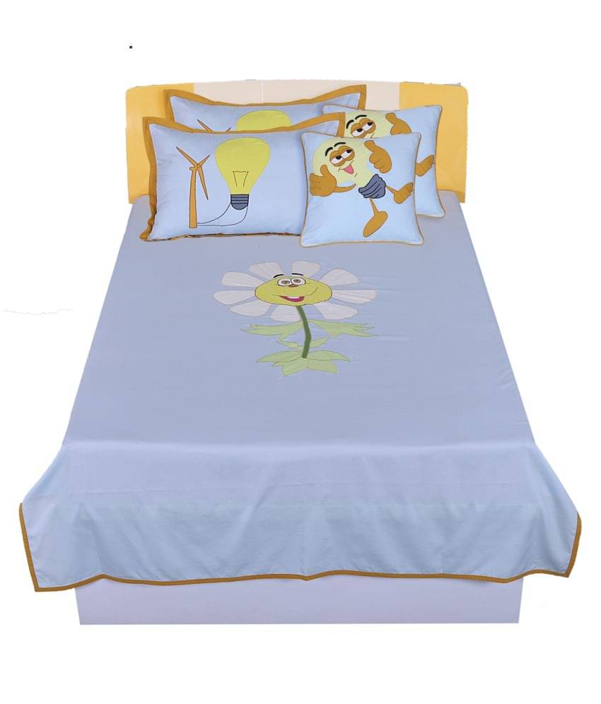     			HUGS N RUGS Cotton Single Bedsheet ( Blue )