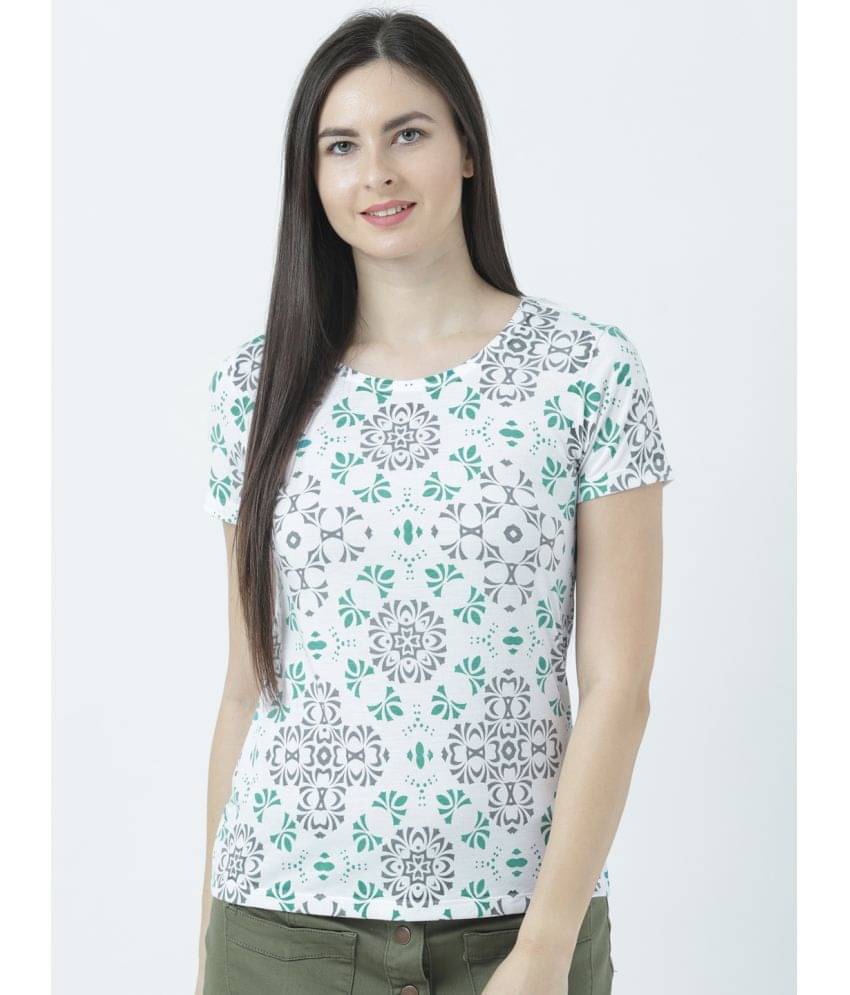     			Huetrap Women Cotton Blend Printed Regular Fit Round Neck T-Shirt ( White )