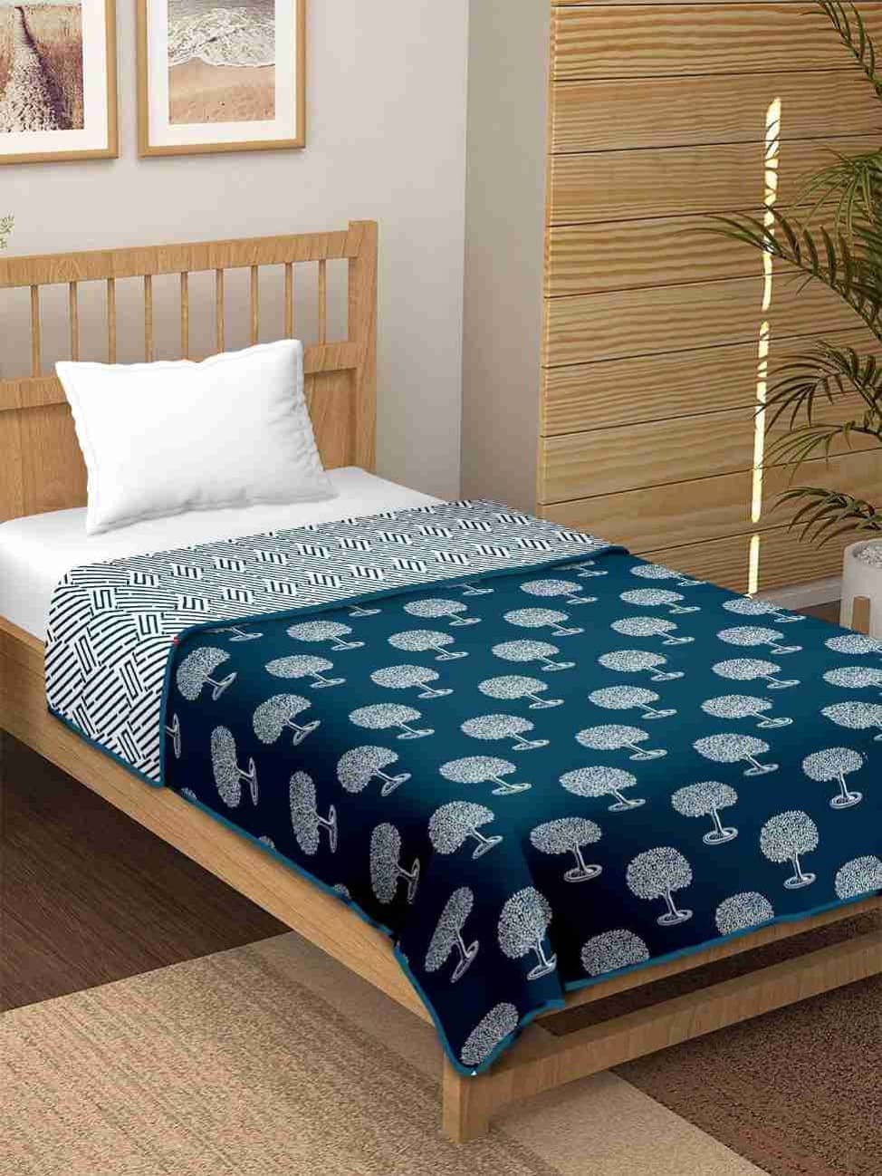 Jinaya's Cotton Printed Single Bed Dohar - Blue ( )
