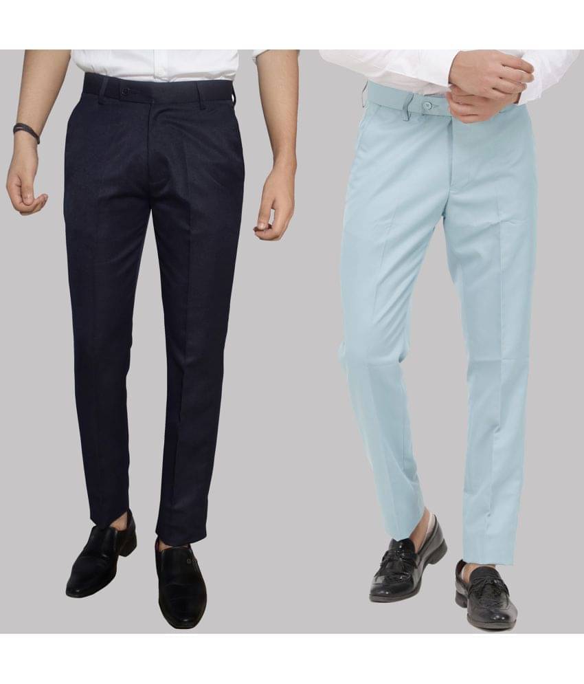     			Kundan - Multicolor Cotton Blend Regular - Fit Men's Formal Pants ( Pack of 2 )