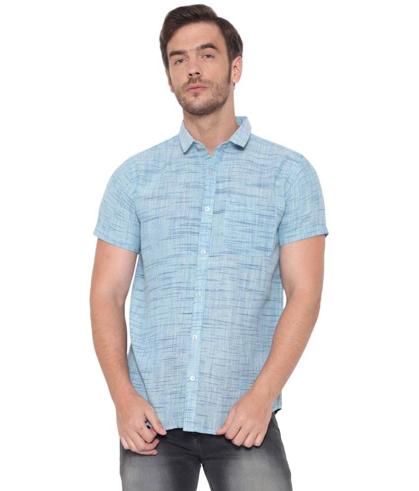     			Latest Chikan - Blue Cotton Blend Regular Fit Men's Casual Shirt (Pack of 1)