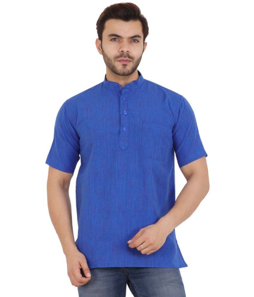 Latest Chikan - Blue Cotton Men's Shirt Style Kurta ( Pack of 1 ) Latest Chikan - Blue Cotton Men's Shirt Style Kurta ( Pack of 1 )