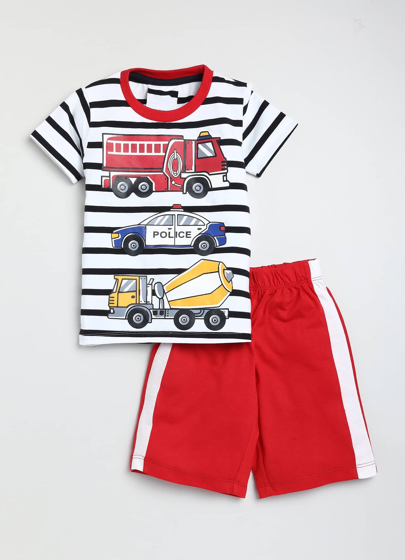 Lazy Shark Pack of 1 Boys Cotton Blend Tshirt & Short Set ( White ) Lazy Shark Pack of 1 Boys Cotton Blend Tshirt & Short Set ( White )