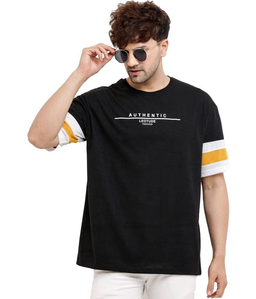     			Leotude Pack of 1 Cotton Blend Regular Fit Men's T-Shirt ( Black )