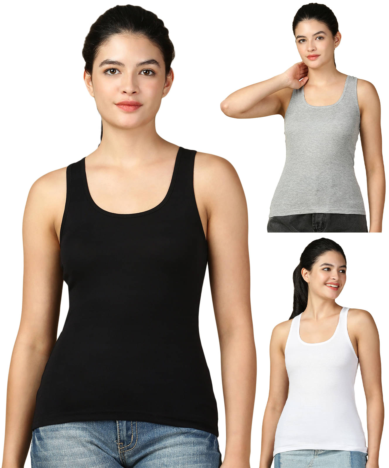     			Lux Cozi for Her Pack of 3 Cotton Tank Top ( Multicolor )