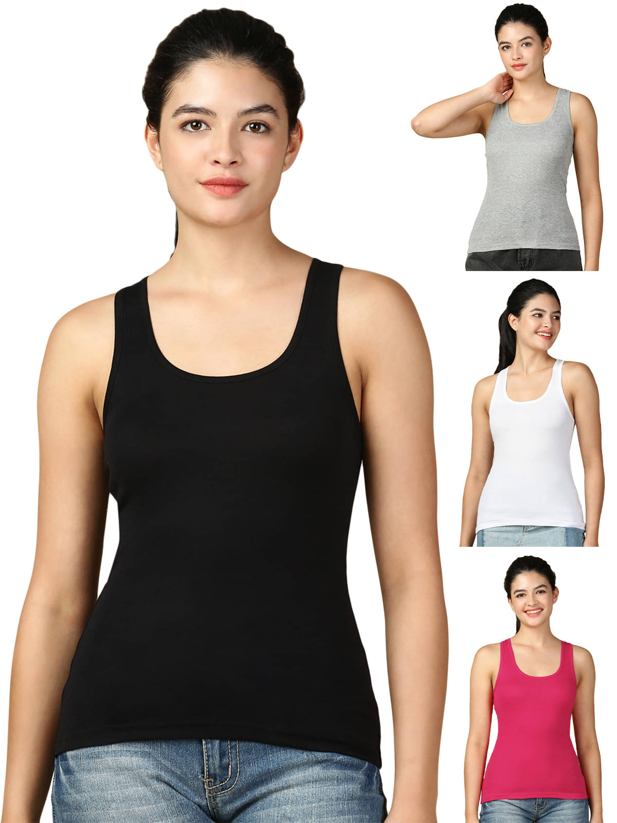     			Lux Cozi for Her Pack of 4 Cotton Tank Top ( Multicolor )