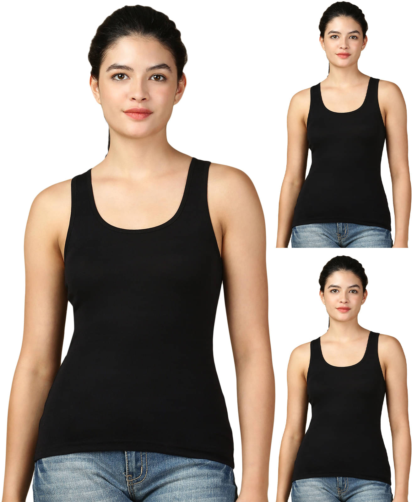     			Lux Cozi for Her Pack of 3 Cotton Tank Top ( Black )