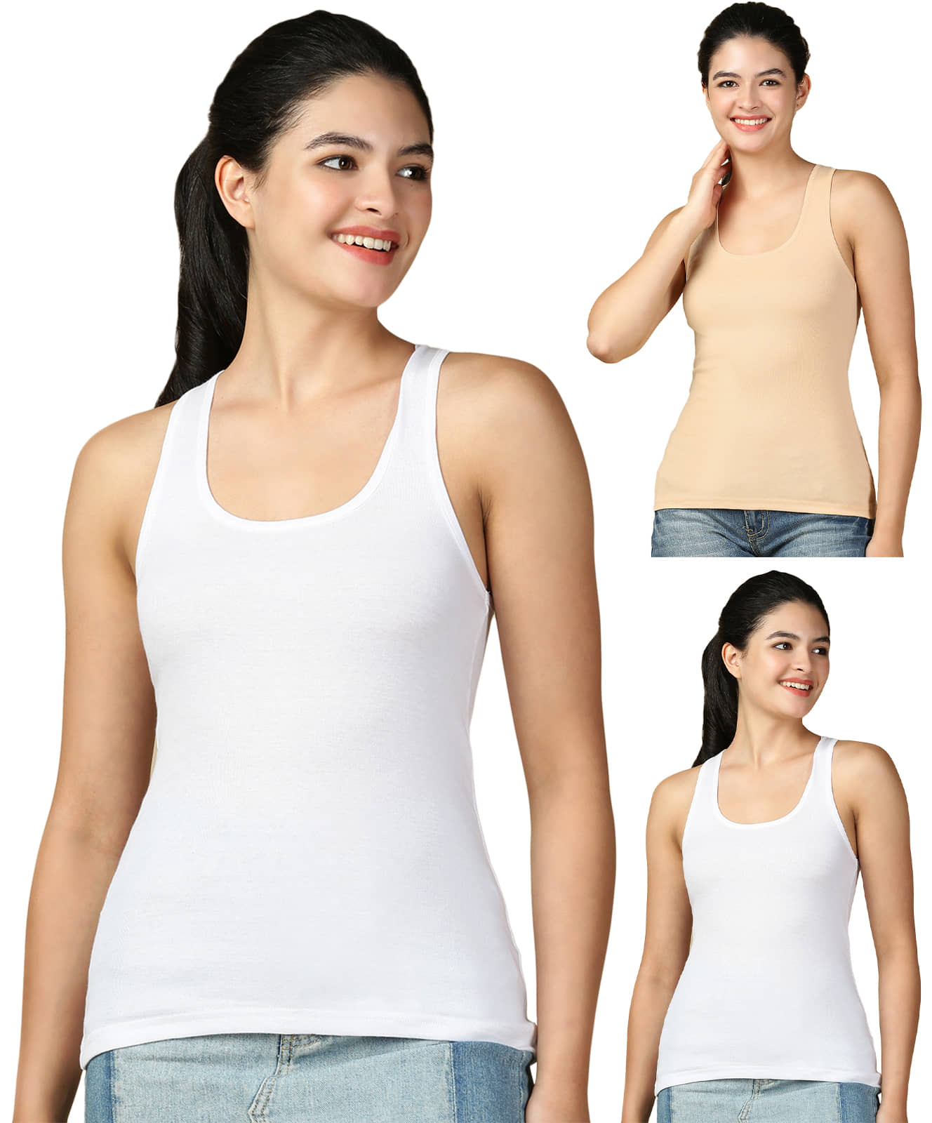 Lux Cozi for Her Pack of 3 Cotton Tank Top ( Multicolor )