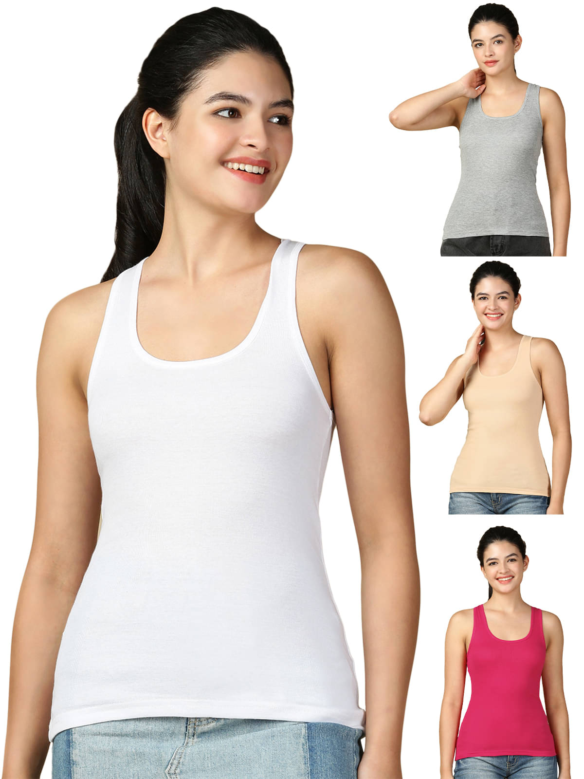Lux Cozi for Her Pack of 4 Cotton Tank Top ( Multicolor )     			Lux Cozi for Her Pack of 4 Cotton Tank Top ( Multicolor )