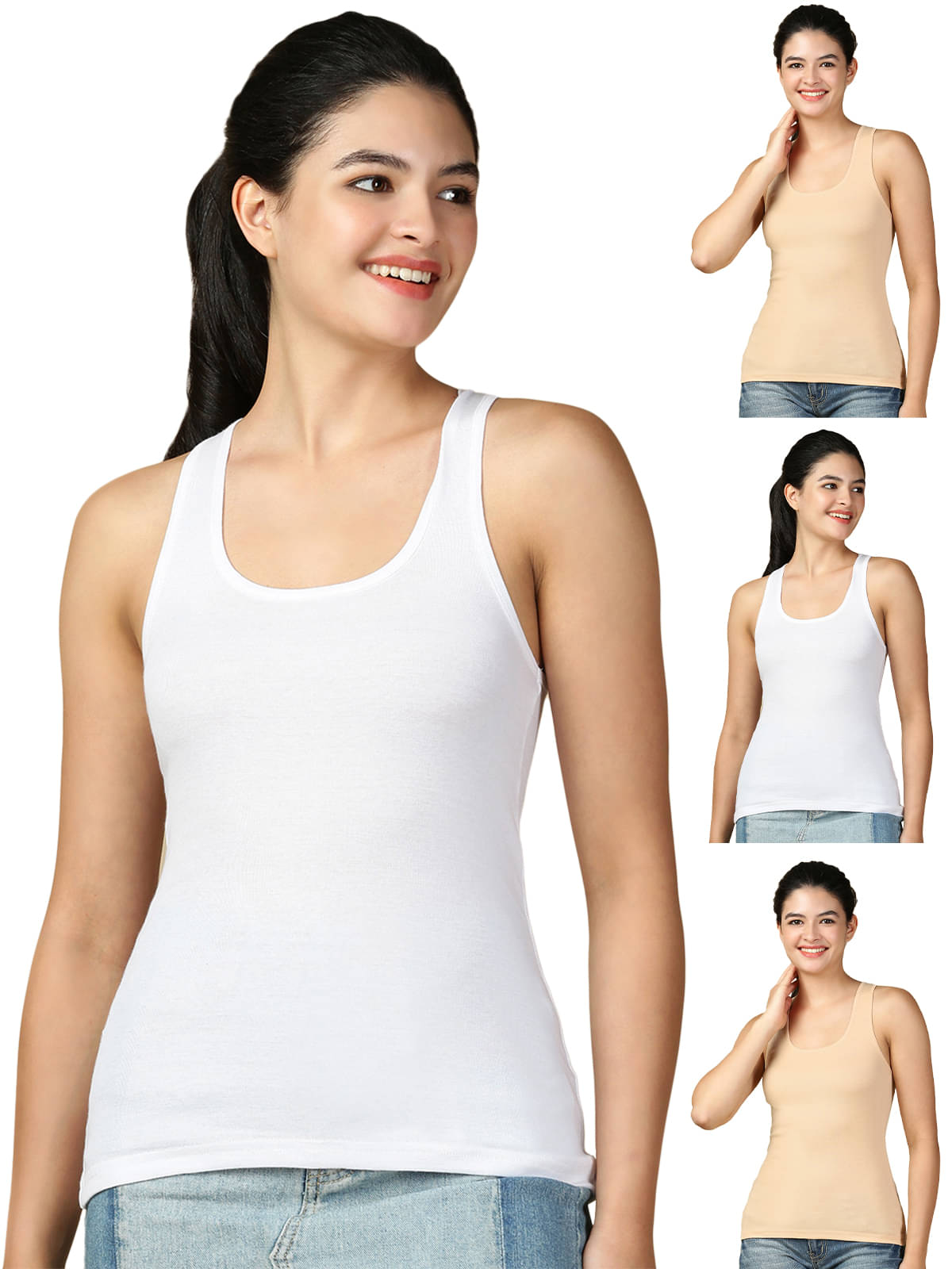 Lux Cozi for Her Pack of 4 Cotton Tank Top ( Multicolor )     			Lux Cozi for Her Pack of 4 Cotton Tank Top ( Multicolor )