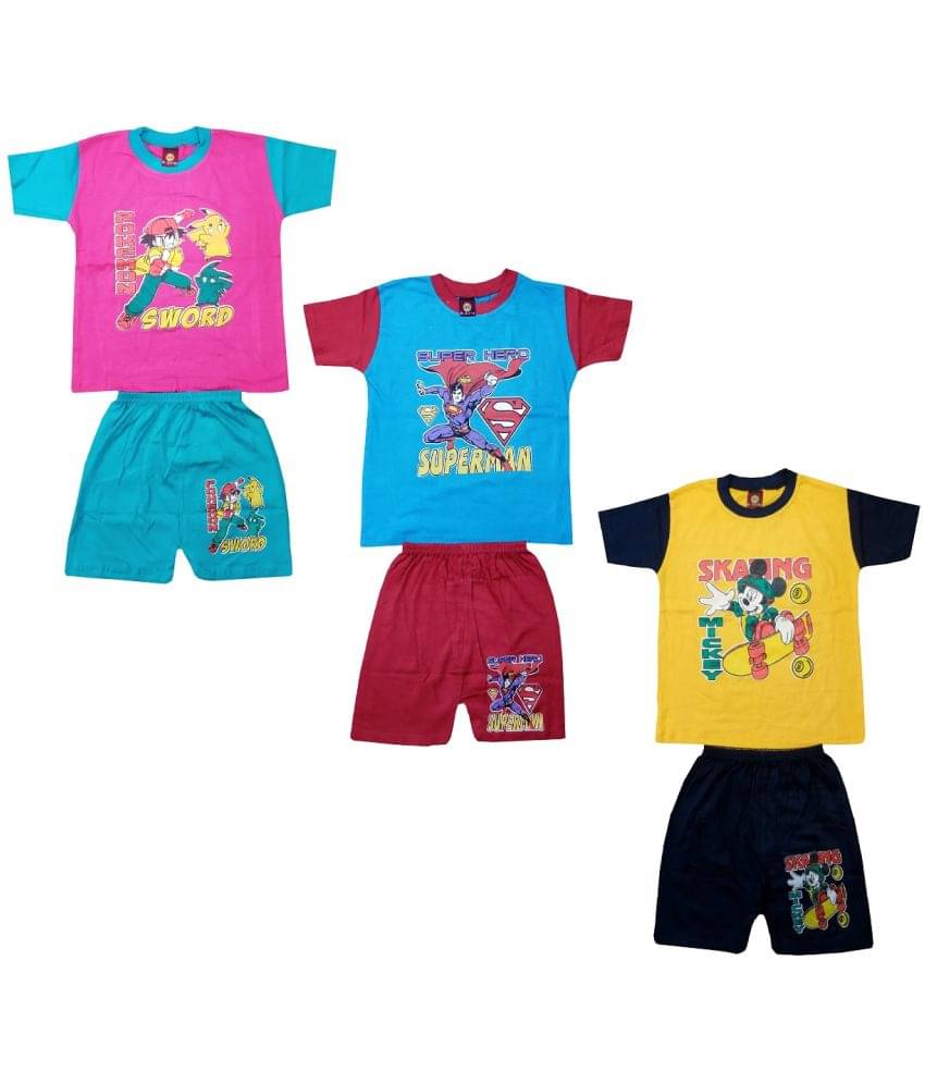    			MRB - Multicolor Cotton T-Shirt & Shorts For Baby Boy ( Pack of 3 )