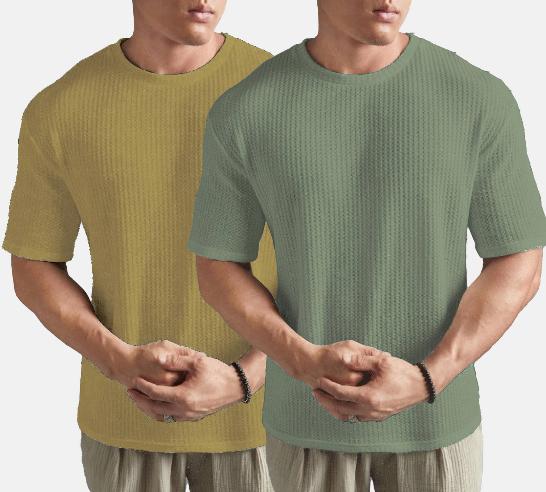     			MXN Cotton Blend Regular Fit Solid Half Sleeves Men's Round T-Shirt - Sea Green ( Pack of 2 )