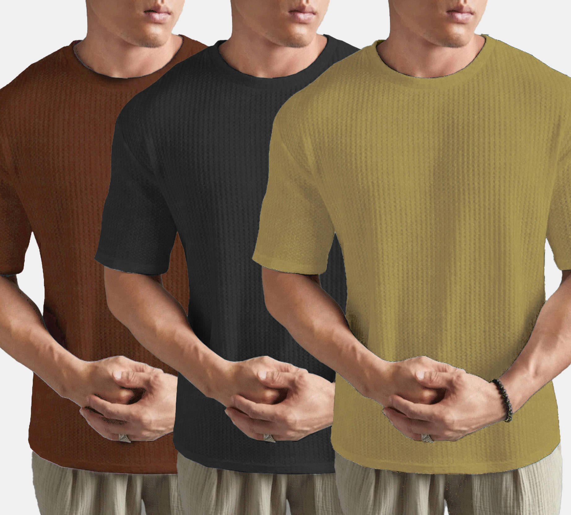MXN Cotton Blend Regular Fit Solid Half Sleeves Men's Round T-Shirt - Rust Brown ( Pack of 3 ) MXN Cotton Blend Regular Fit Solid Half Sleeves Men's Round T-Shirt - Rust Brown ( Pack of 3 )