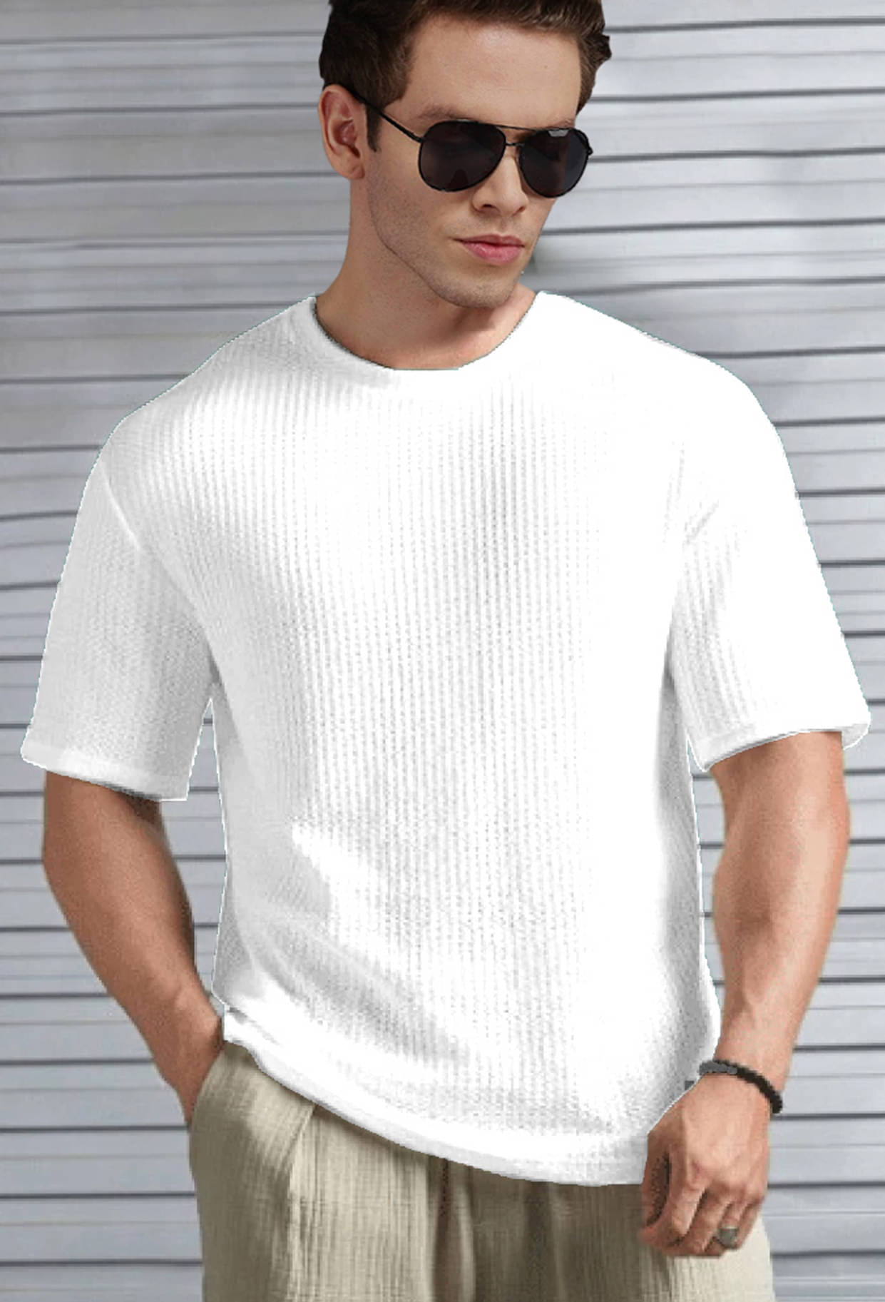     			MXN Cotton Blend Regular Fit Solid Half Sleeves Men's Round T-Shirt - White ( Pack of 1 )