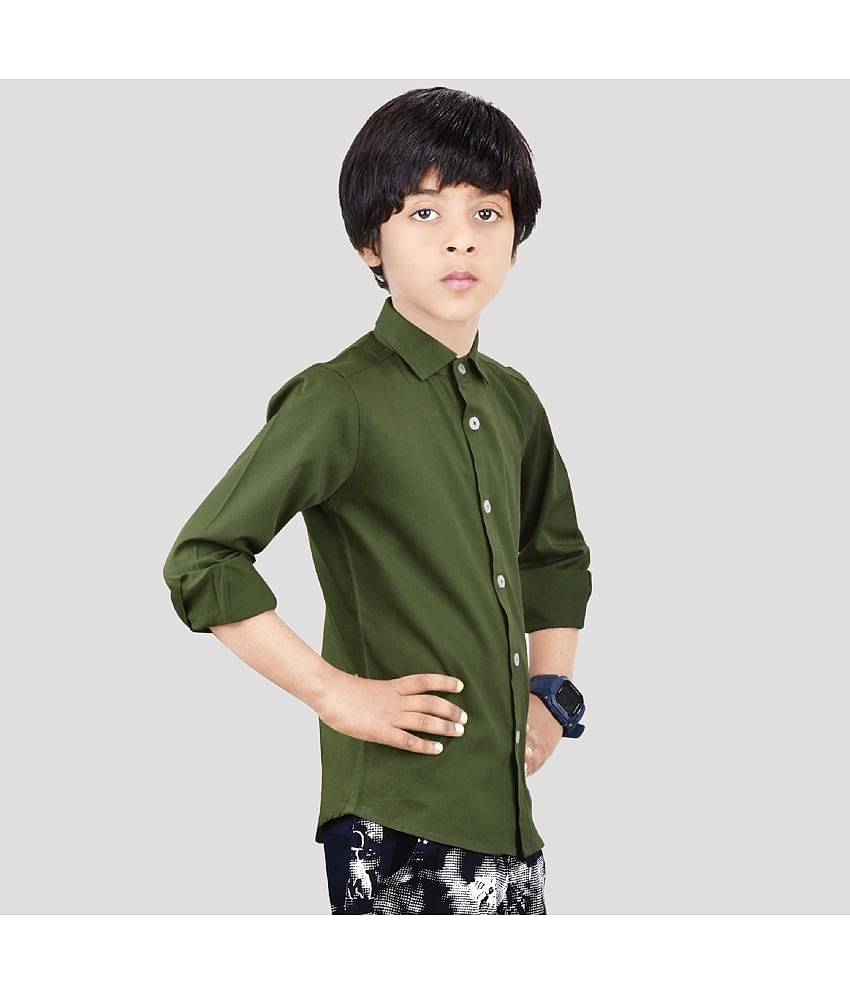 Made In The Shade Pack of 1 Boys 100% Cotton Full Sleeves Shirt ( Green )