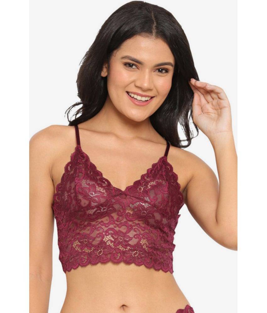     			N-Gal Nylon Non Padded Women's Bralette Bra ( Burgundy )