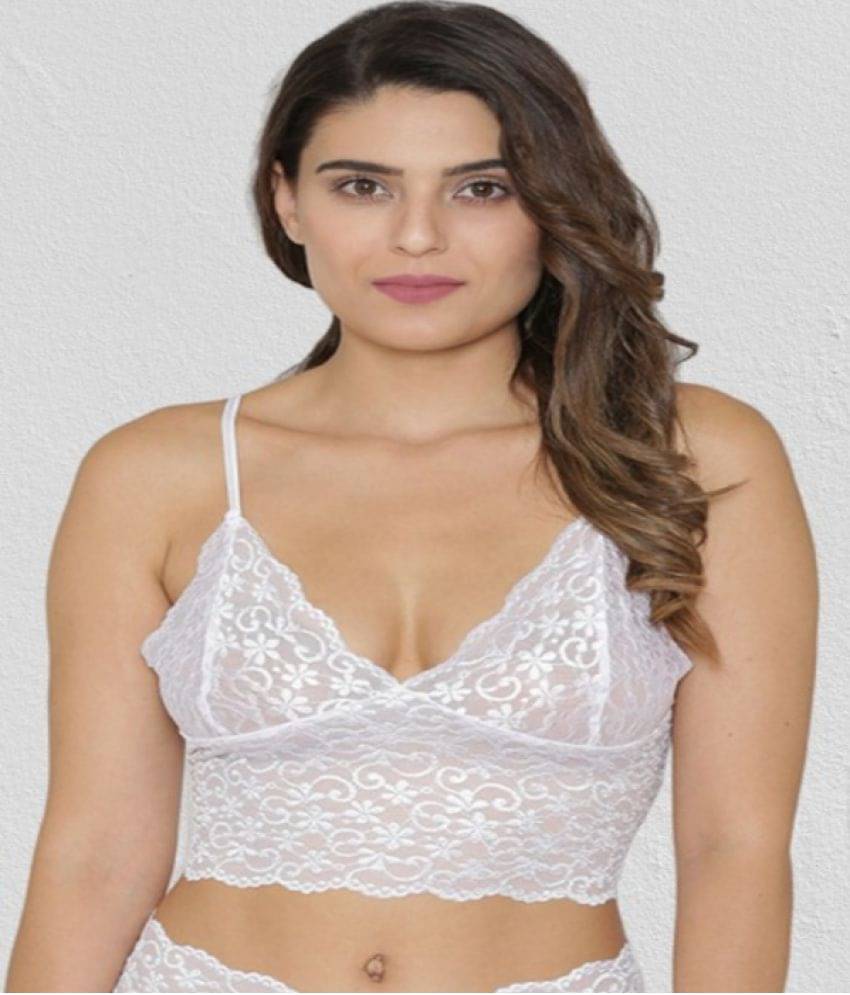     			N-Gal Nylon Non Padded Women's Bralette Bra ( White )