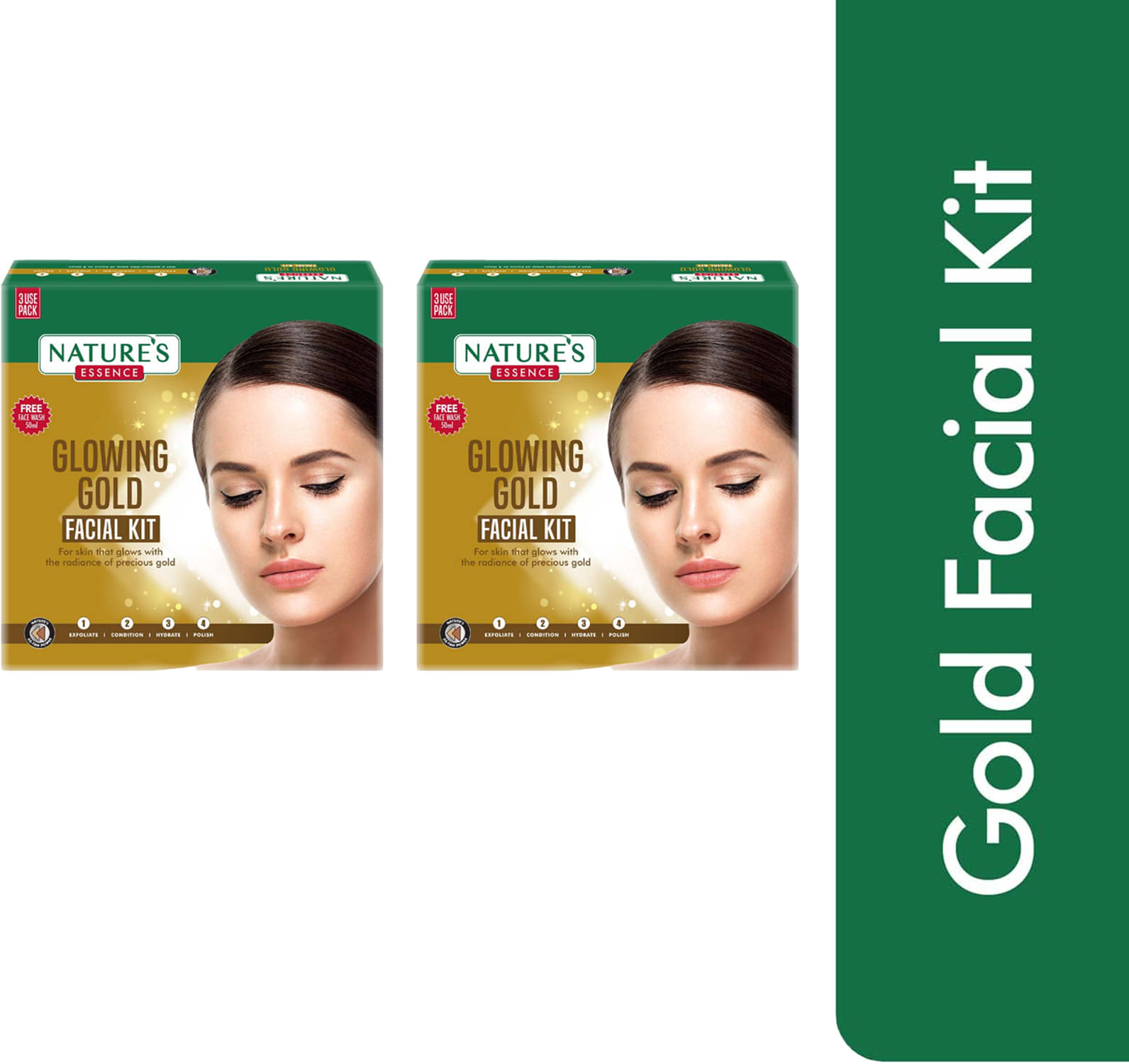     			Nature's Essence Gold Glowing Facial Kit, 75gm, (Pack of 2)