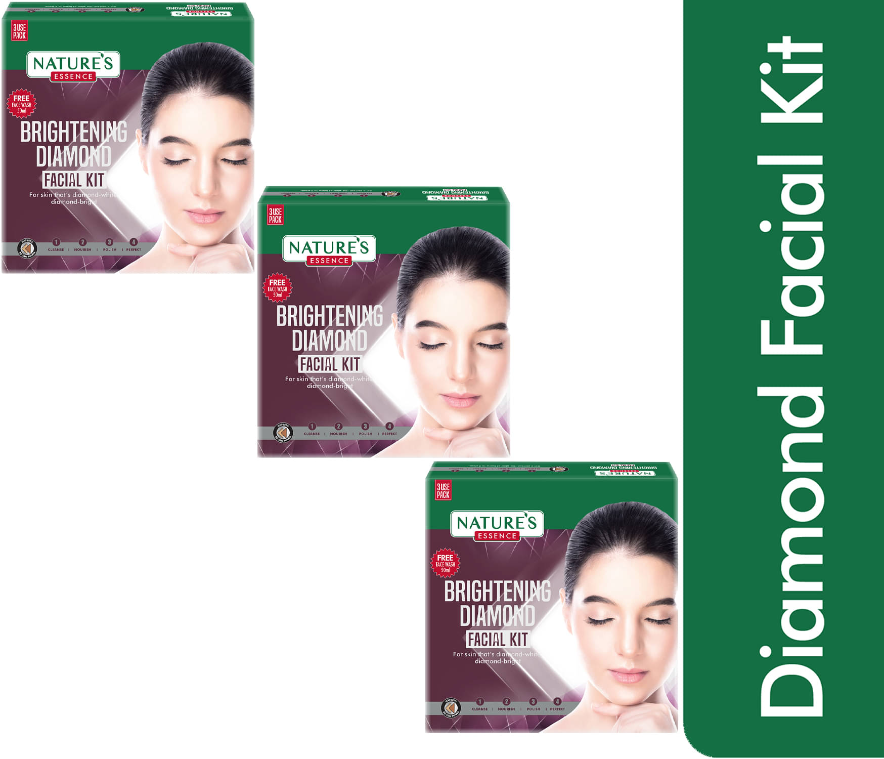     			Nature's Essence Brightening Diamind Facial Kit, 75gm,(Pack of 3)