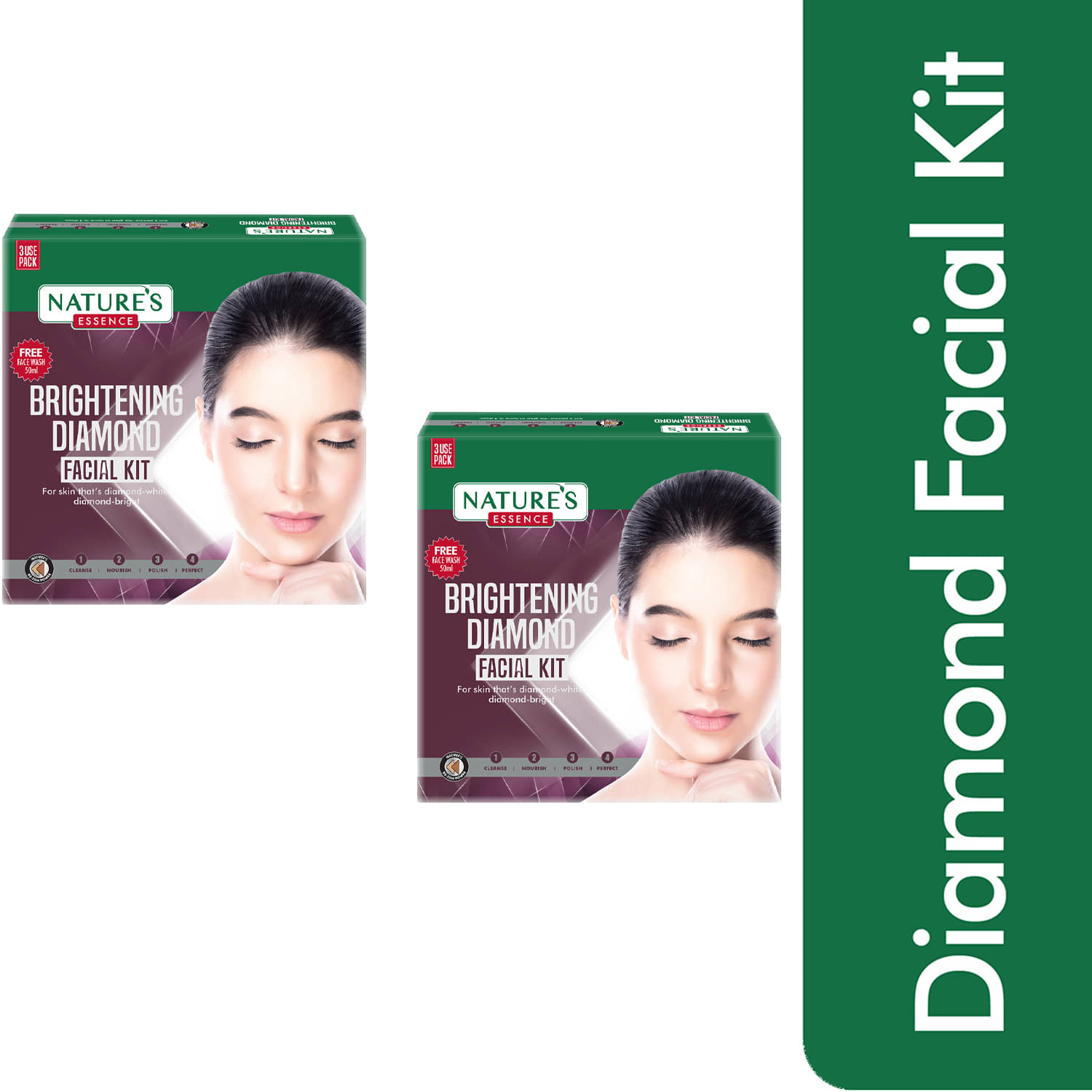     			Nature's Essence Brightening Diamind Facial Kit, 75gm, (Pack of 2)