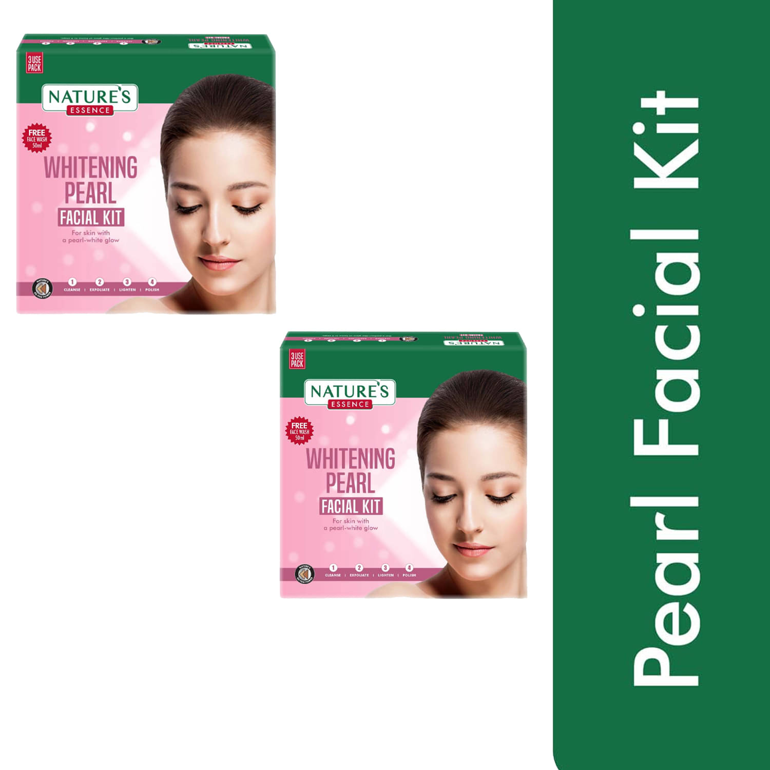     			Nature's Essence Whitening Pearl Faclal Kit, 75gm, (Pack of 2)