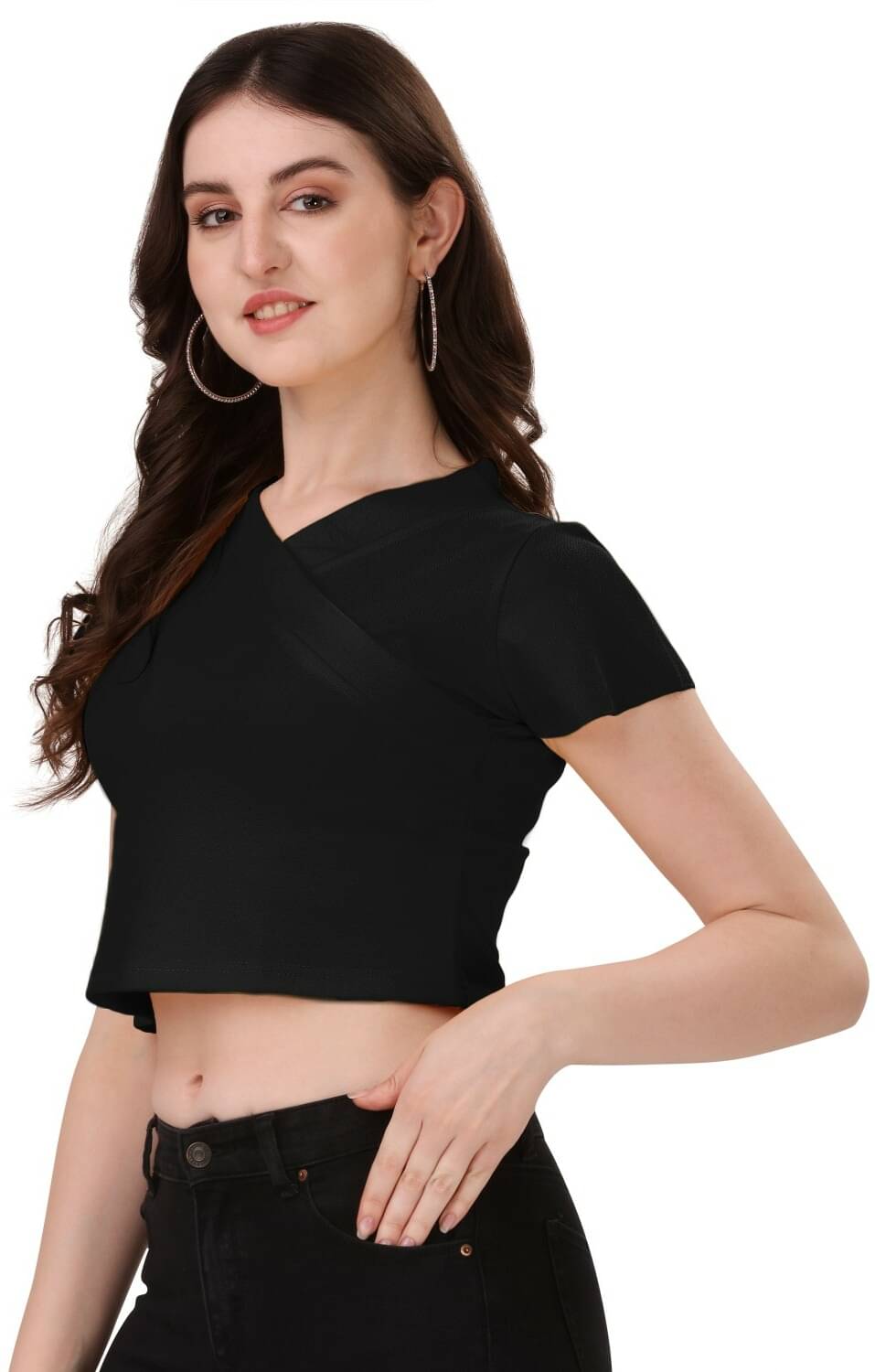     			NiloBerry Women's Lycra Crop Top ( Black )