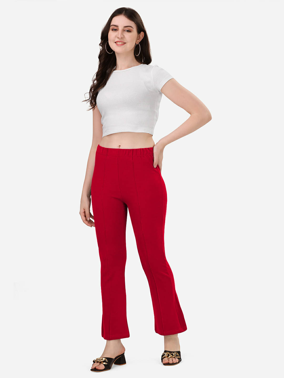     			NiloBerry Pack of 1 Viscose Regular Women's Casual Pants ( Red )