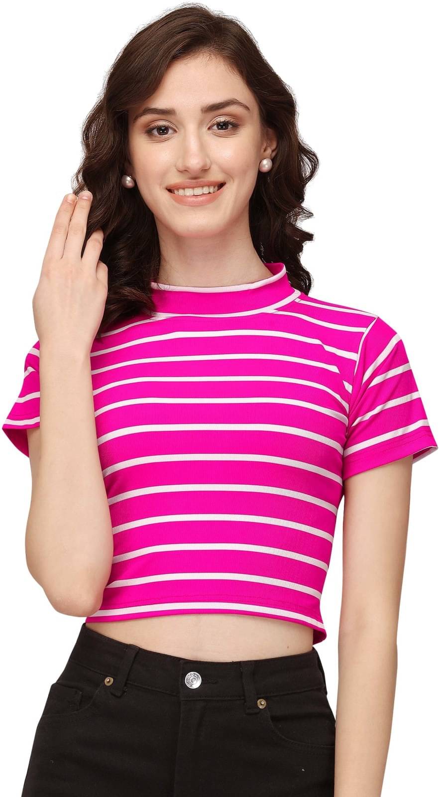 NiloBerry Women's Lycra Crop Top ( Pink ) NiloBerry Women's Lycra Crop Top ( Pink )