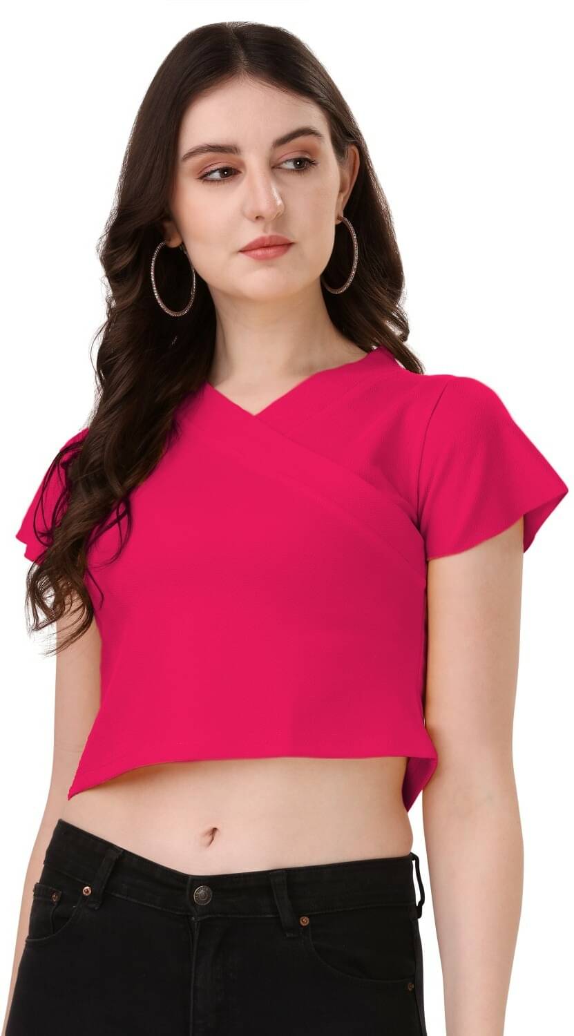 NiloBerry Women's Lycra Crop Top ( Pink ) NiloBerry Women's Lycra Crop Top ( Pink )