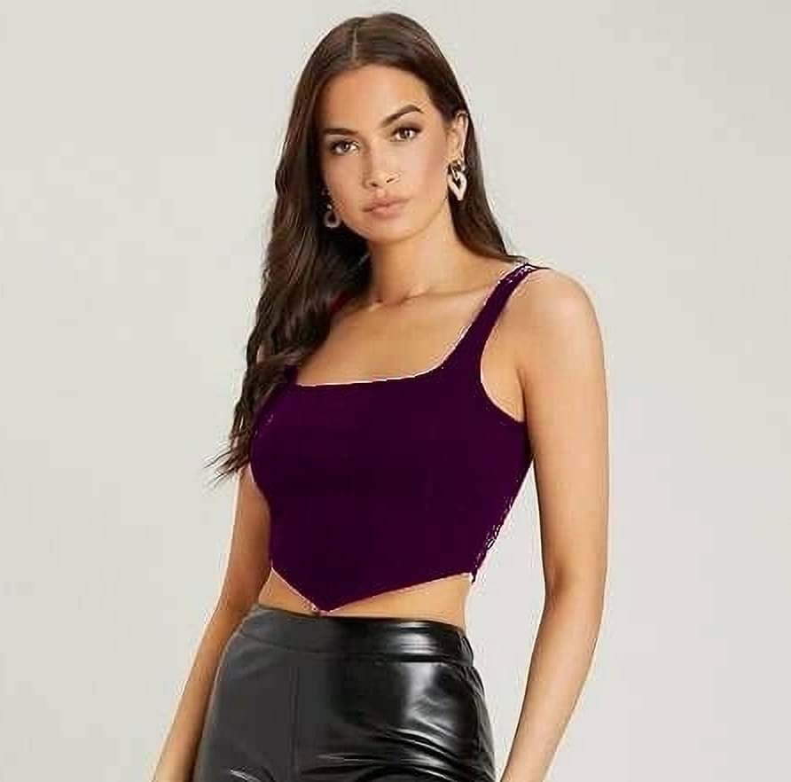 NiloBerry Women's Lycra Crop Top ( Purple ) NiloBerry Women's Lycra Crop Top ( Purple )
