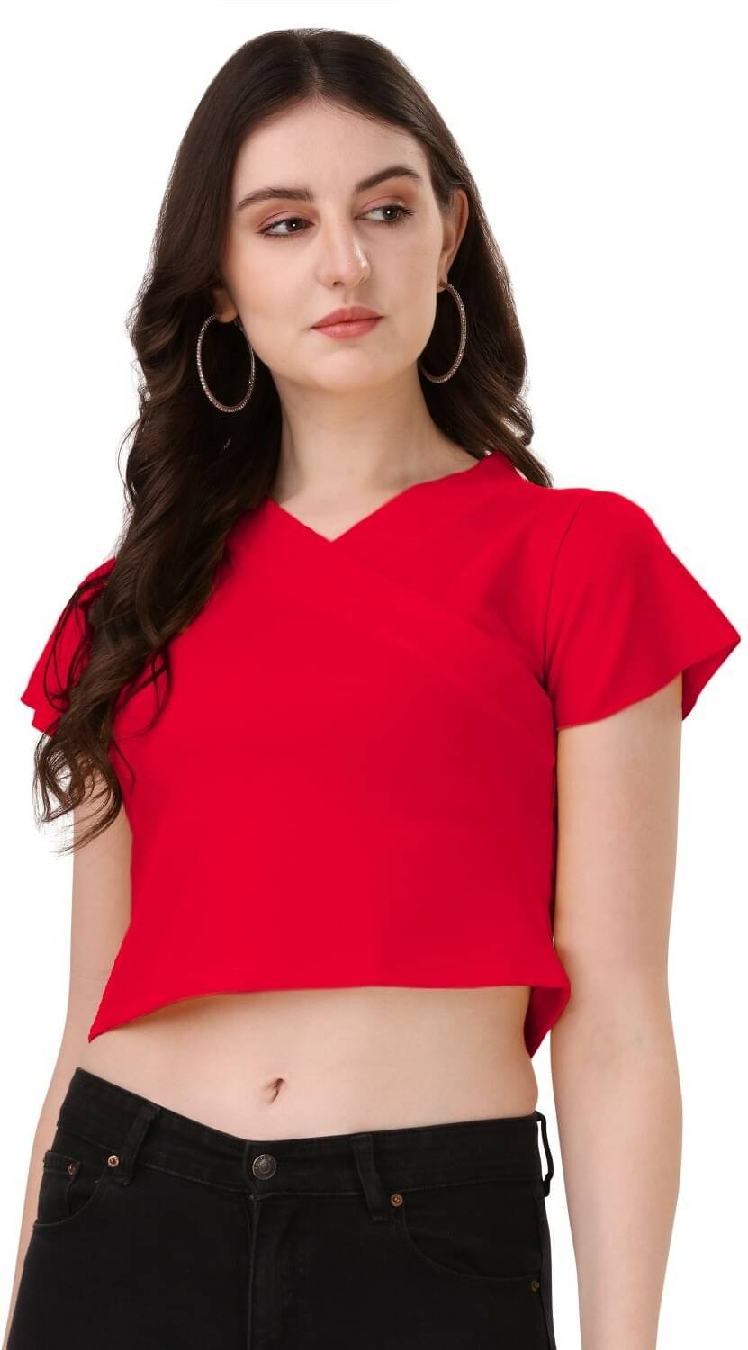 NiloBerry Women's Lycra Crop Top ( Red ) NiloBerry Women's Lycra Crop Top ( Red )