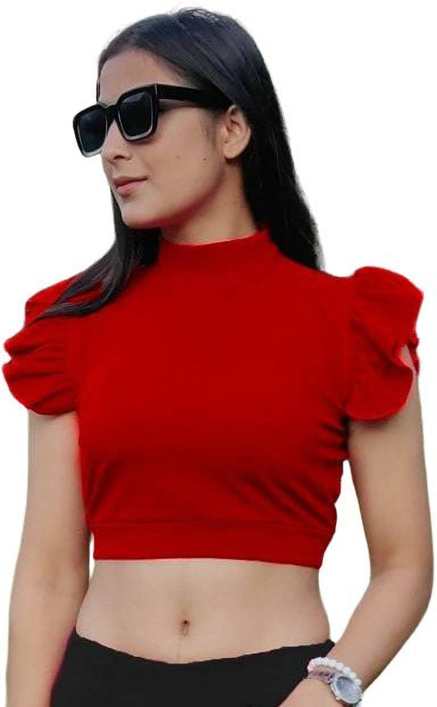 NiloBerry Women's Polyester Crop Top ( Red )     			NiloBerry Women's Polyester Crop Top ( Red )