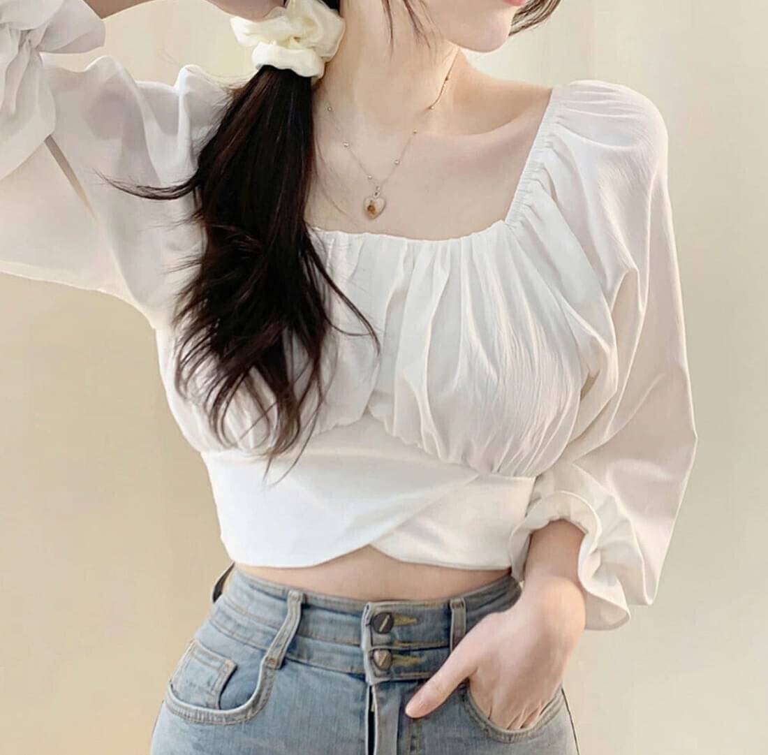 NiloBerry Women's Cotton Blend Crop Top ( White ) NiloBerry Women's Cotton Blend Crop Top ( White )