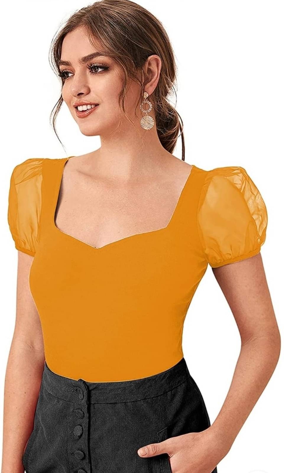     			NiloBerry Women's Cotton Blend Crop Top ( Yellow )