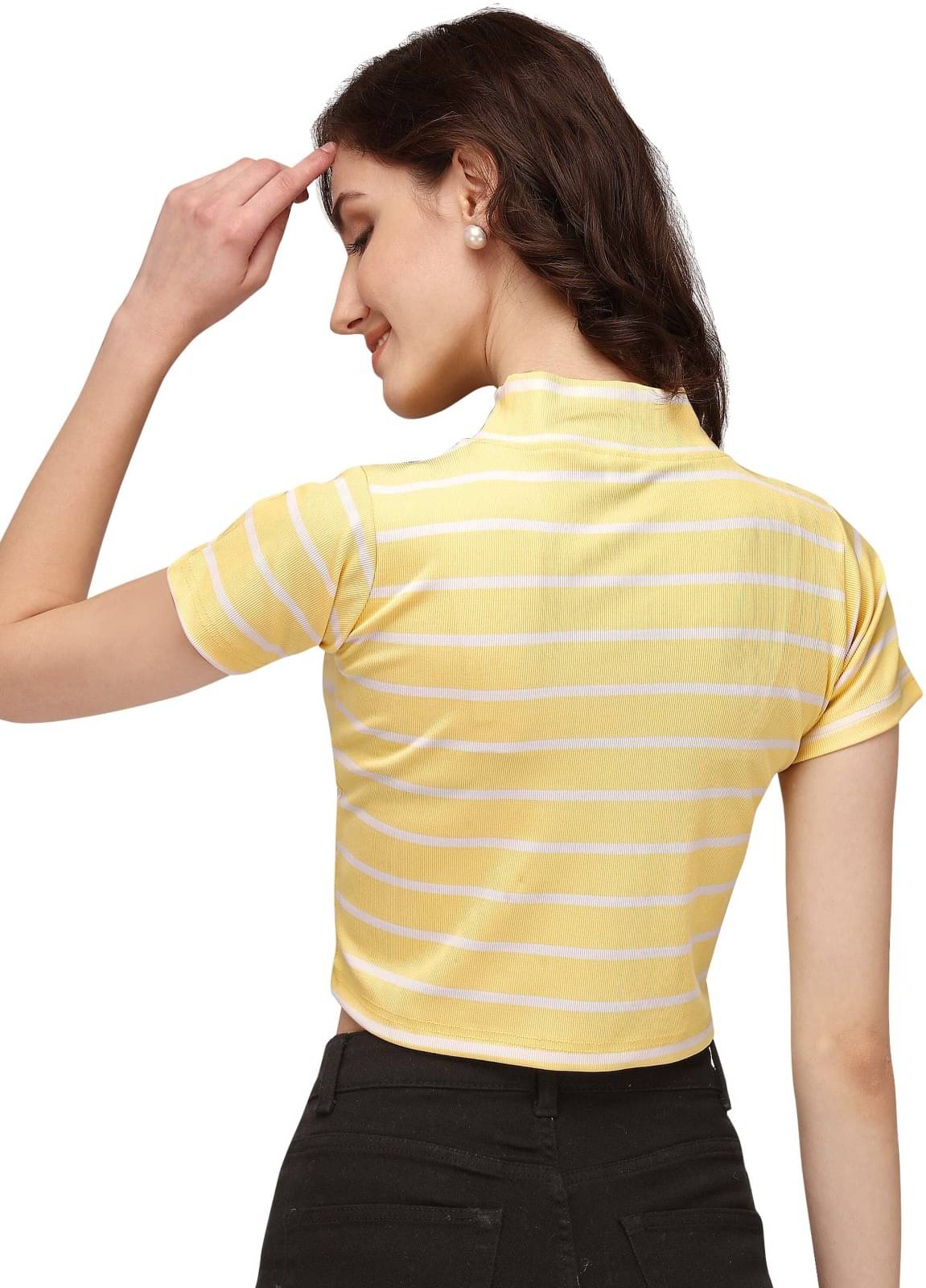     			NiloBerry Women's Lycra Crop Top ( Yellow )