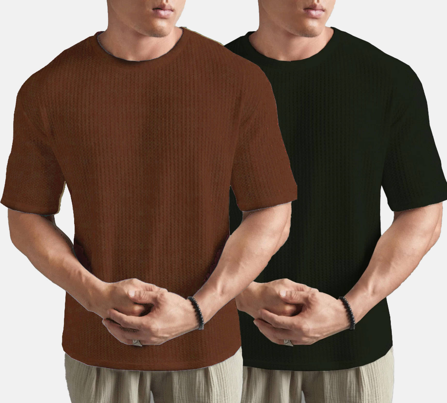 Nyker Cotton Blend Regular Fit Solid Half Sleeves Men's Round T-Shirt - Rust ( Pack of 2 ) Nyker Cotton Blend Regular Fit Solid Half Sleeves Men's Round T-Shirt - Rust ( Pack of 2 )