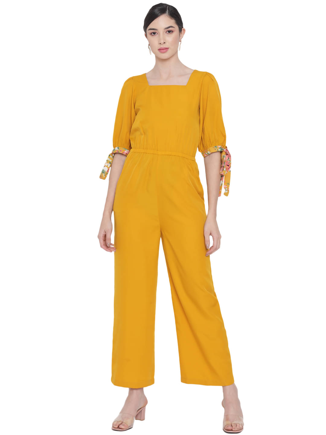     			OTIRA Yellow Crepe Regular Fit Women's Jumpsuit ( Pack of 1 )