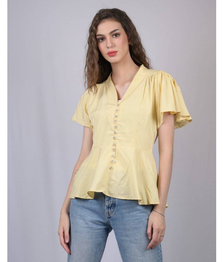     			OWO THE LABEL Women's Polyester Empire Top ( Yellow )