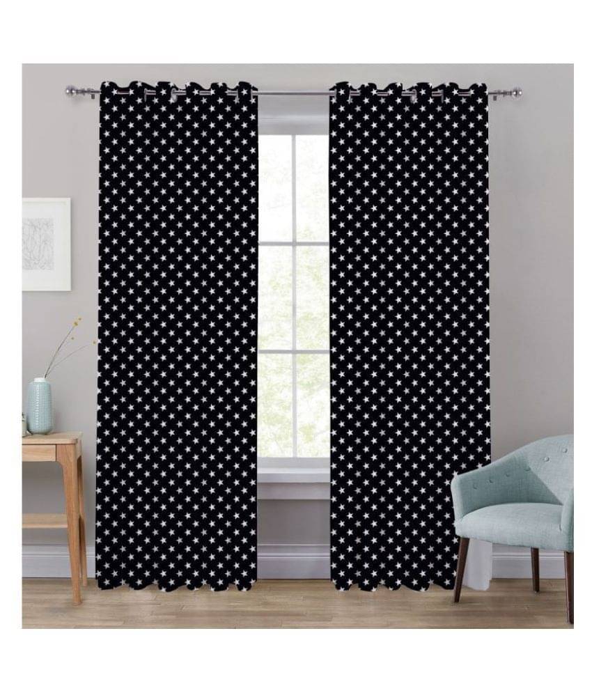     			Oasis Hometex Single Door Blackout Room Darkening Eyelet Cotton Curtains Black