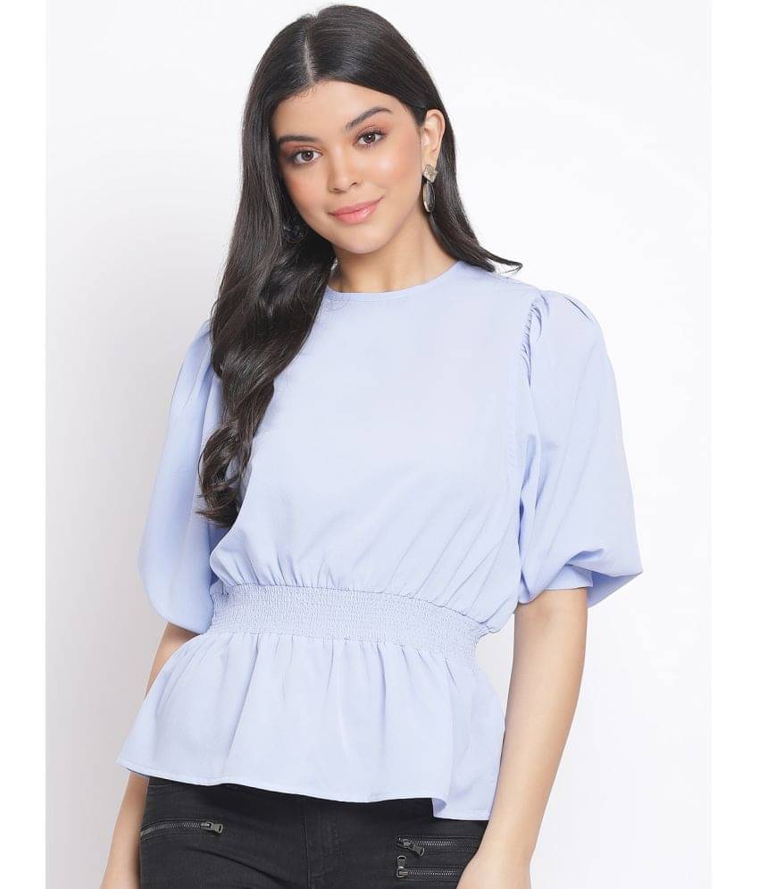 Oxolloxo Women's Polyester Peplum Top ( Blue ) Oxolloxo Women's Polyester Peplum Top ( Blue )