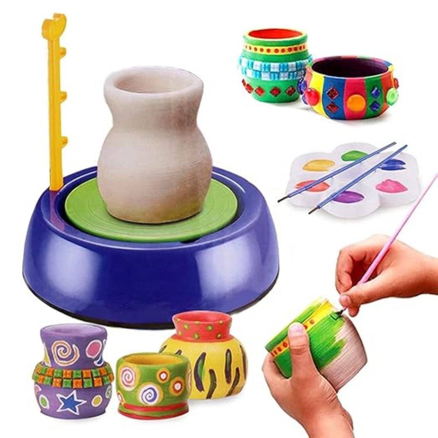     			DIY Pottery Art Wheel Play Toy, Clay Pot Making Machine Game with Colors and Stencils for Kids/Educational Toys, 8+ Years (Multicolor)